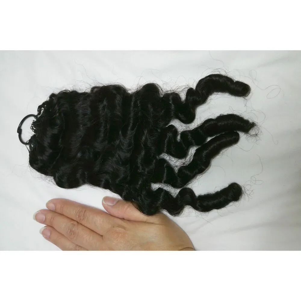 New 16in Burmese Curly Crochet Human Hair 60g 50 Strands Natural Black 1B